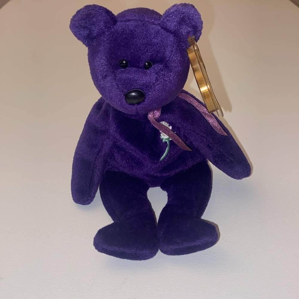 Ty Beanie Baby - Vintage Princess the Bear (Diana) 1997 Purple Plush Bear Preown